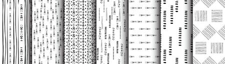 Set white and black simple seamless pattern. Vector texture native elements and shapes for fabric and textile, wallpaper, packaging.のイラスト素材