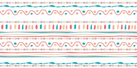 Seamless hand drawn geometric pattern with national striped color background. Ornamental traditional, ethnic. Great for fabric and textile, wallpaper, packaging.のイラスト素材