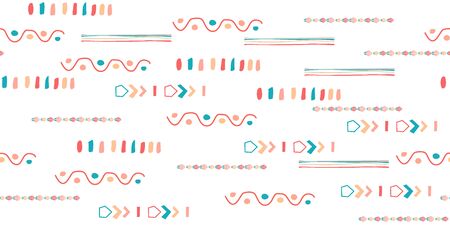 Seamless hand drawn geometric pattern with national striped color background. Ornamental...