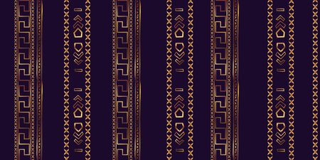Abstract shapes geometric pattern with lines. Simple graphic print. A seamless vector background. Dark and gold texture.のイラスト素材