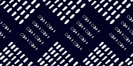 White modern stripes on blue background, seamless pattern hand drawn surface design for home.