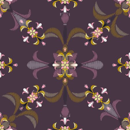 Colorful Ikat ornamentel seamless pattern for textile, wallpaper, card or wrapping paper. Tile for surface designのイラスト素材