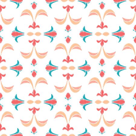 Colorful Ikat ornamentel seamless pattern for textile, wallpaper, card or wrapping paper. Tile for surface designのイラスト素材