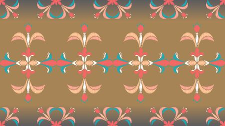 Uzbek ikat silk fabric pattern, motif ethnic indigo blue and white colors. Tite repit pattern.のイラスト素材