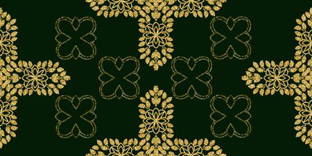 Vintage velvet wallpaper in the damask baroque style. Vector gold glitter surface designのイラスト素材