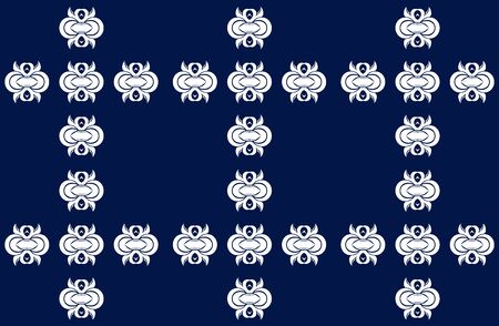 Vector elegan tile ornate seamless pattern. White ornament on luxury elegant blue background Retro hindu monochrome motif. Interior surface design.のイラスト素材