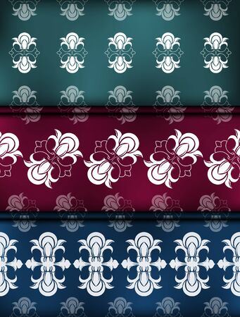 Set seamless color damsk pattern. Allover vector design for fabric, apparel textile, interior, wallpaper, phone case. のイラスト素材