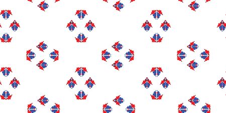 Red and blue embroidery ornament. Fashion texture for fabric textile. Vector seamless colorful decorative ethnic patternのイラスト素材