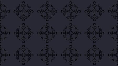 Black floral damsk onament seamless patternon color background. Design for fabric, apparel textile, book, interior, wallpaper, phone case.のイラスト素材