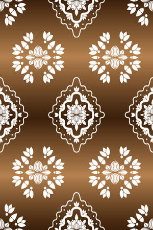 White ornament on gold background Wallpaper in the style of Baroque. Seamless vector for fabric, packaging. Ornate Damaskのイラスト素材