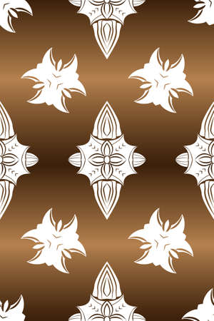 White ornament on gold background Wallpaper in the style of Baroque. Seamless vector for fabric, packaging. Ornate Damaskのイラスト素材