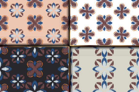 Ikat striped colorful on color background. Etnic aztec design seamless pattern.のイラスト素材