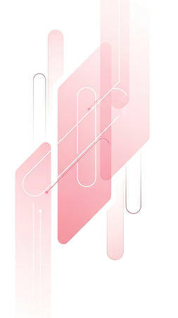 This abstract composition features overlapping geometric shapes with gradients of pink against a white backdrop. The design employs a minimalist aesthetic with clean lines and a modern feel. Suitable for a variety of uses, this visual concept provides a fresh, contemporary approach for various design projects.の素材