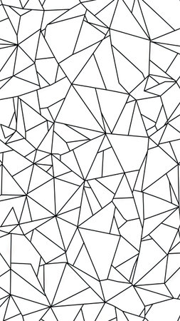 This image presents a geometric pattern composed of black lines forming irregular shapes and triangles, set against a white backdrop. The composition features a clean, graphic style, suitable for various design applications. It offers a modern aesthetic, suitable for use in backgrounds and digital art projects.の素材
