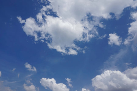 Blue sky background with tiny clouds. Abstract background of blue sky with tiny clouds.の写真素材