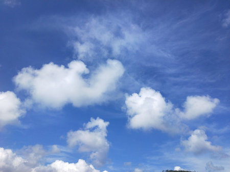 blue sky with tiny cloudscape as background or wallpaper, natural background, nature series.の写真素材