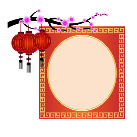 Chinese Lanterns with frame - Illustrationのイラスト素材
