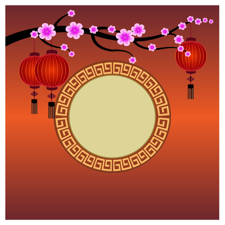 Chinese Lanterns with frame - Illustrationのイラスト素材