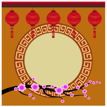 Chinese Background with Lanterns - Illustrationのイラスト素材