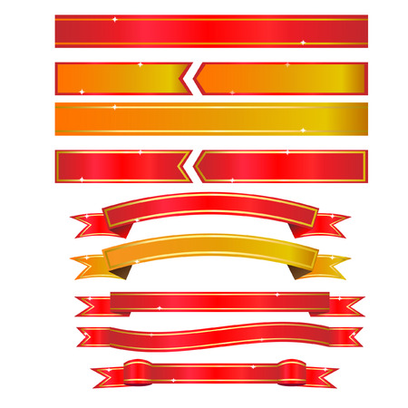 Red ribbons Gold ribbon- Illustrationのイラスト素材