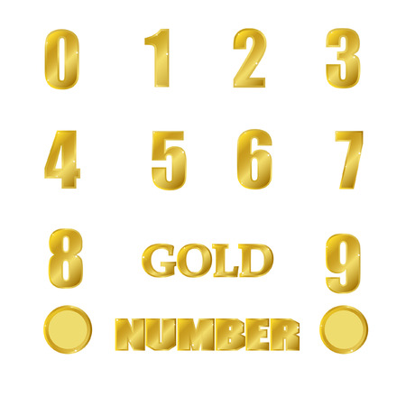 gold numbernumber zero to nineのイラスト素材
