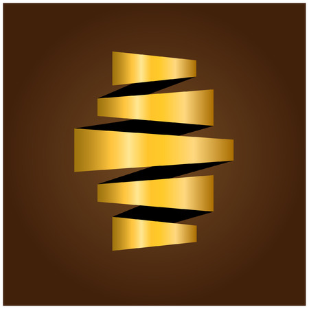 gold ribbon stacked five storiesのイラスト素材