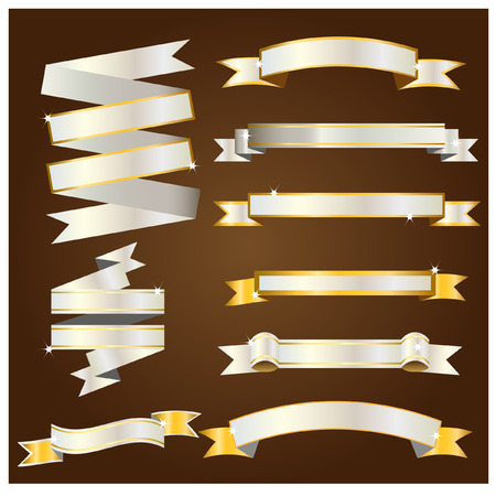 Gold and silver ribbonのイラスト素材