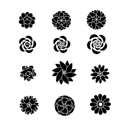 Flower silhouettes vector shapsのイラスト素材