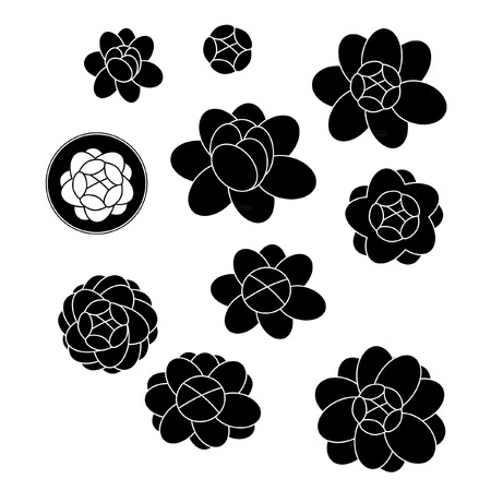 Flower silhouettes vector shapsのイラスト素材