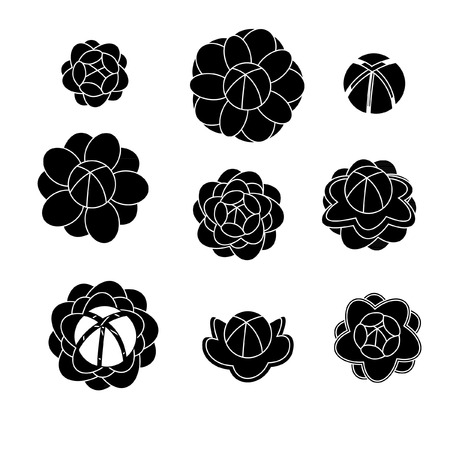 Flower silhouettes vector shapsのイラスト素材