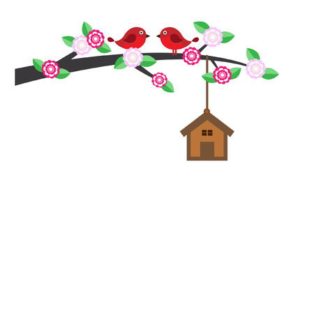 Birds on branchesのイラスト素材