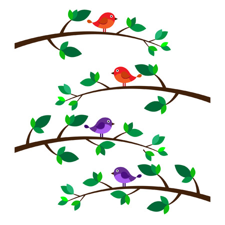 Birds on branchesのイラスト素材