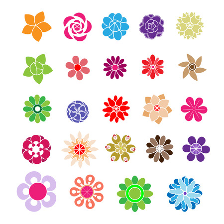 Set of flat icon icon flower in silhouette isolated on white vectorのイラスト素材