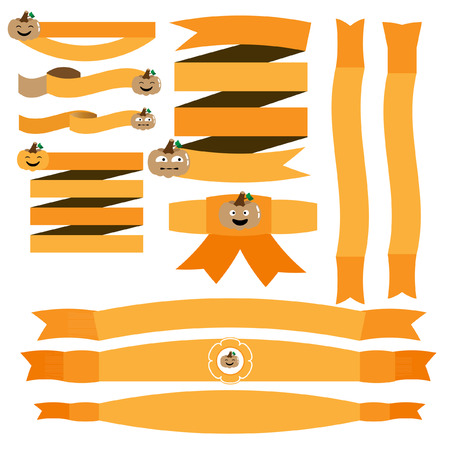 Halloween ribbon with pumpkin vectorのイラスト素材