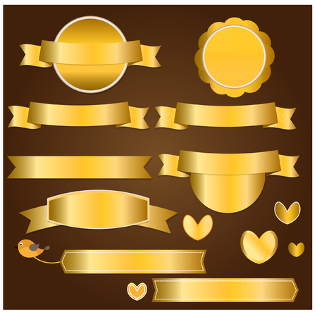 Gold ribbon and banner vectorのイラスト素材