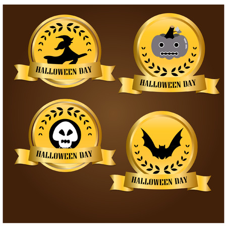 Gold banner halloween day vectorのイラスト素材