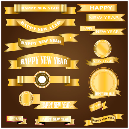New year gold ribbon vectorのイラスト素材
