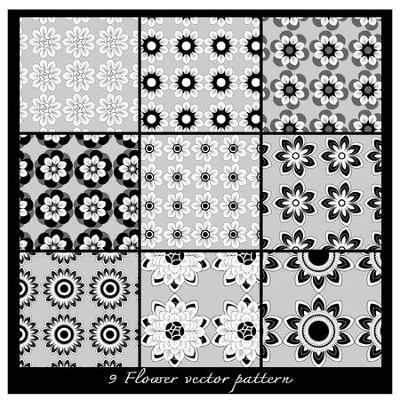 9 floral vector patternのイラスト素材