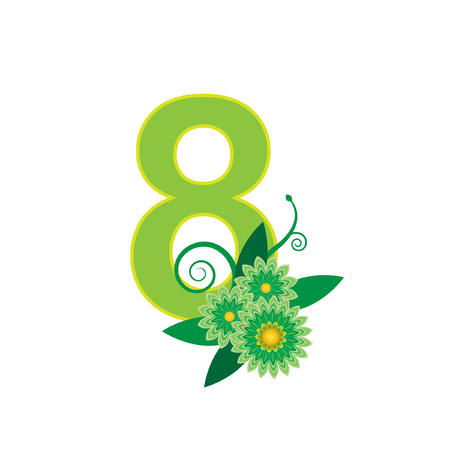 Number eight with floral vectorのイラスト素材