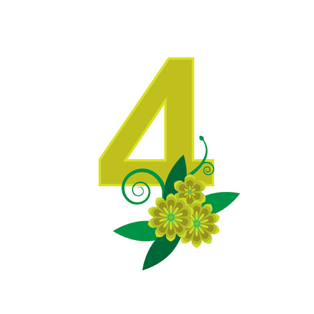Number four with floral vectorのイラスト素材