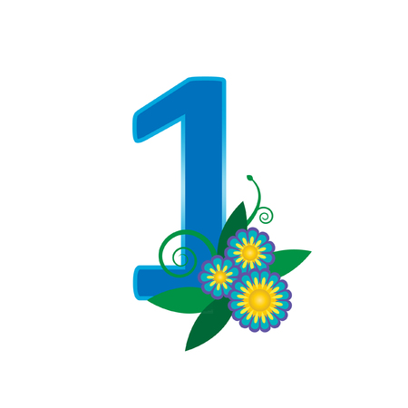 Number one with floral vectorのイラスト素材