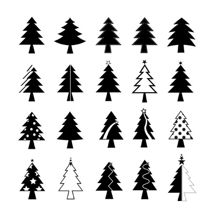 Christmas tree set vectorのイラスト素材