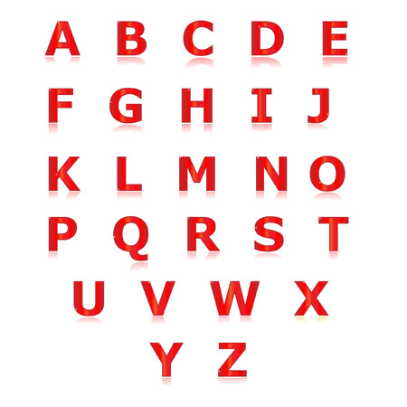 Red alphabet set a to z vectorのイラスト素材