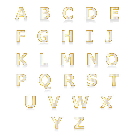 White and gold alphabet set a to z vectorのイラスト素材