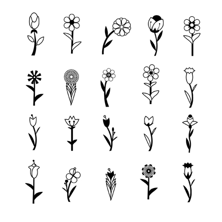 Flower icons for pattern with white backgroundのイラスト素材
