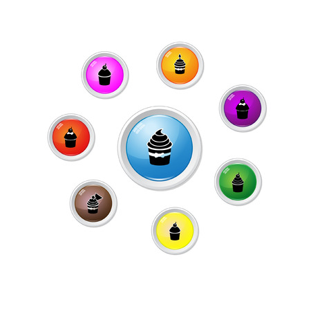 Cupcake button icon set vectorのイラスト素材