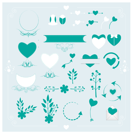 Set of wedding ornaments and decorative elementsのイラスト素材