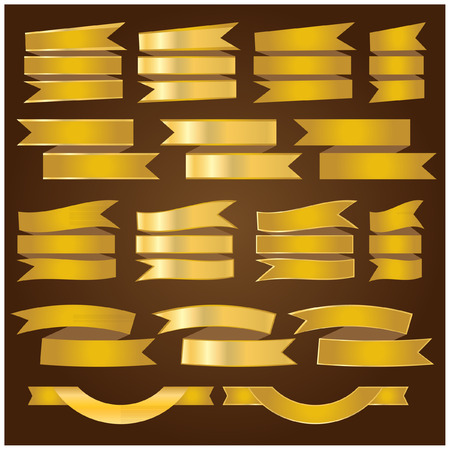 Golden ribbons and bannersのイラスト素材