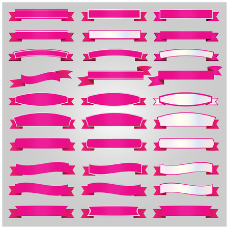 Pink ribbons setのイラスト素材