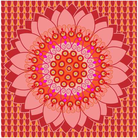 Ornamental round floral patternのイラスト素材
